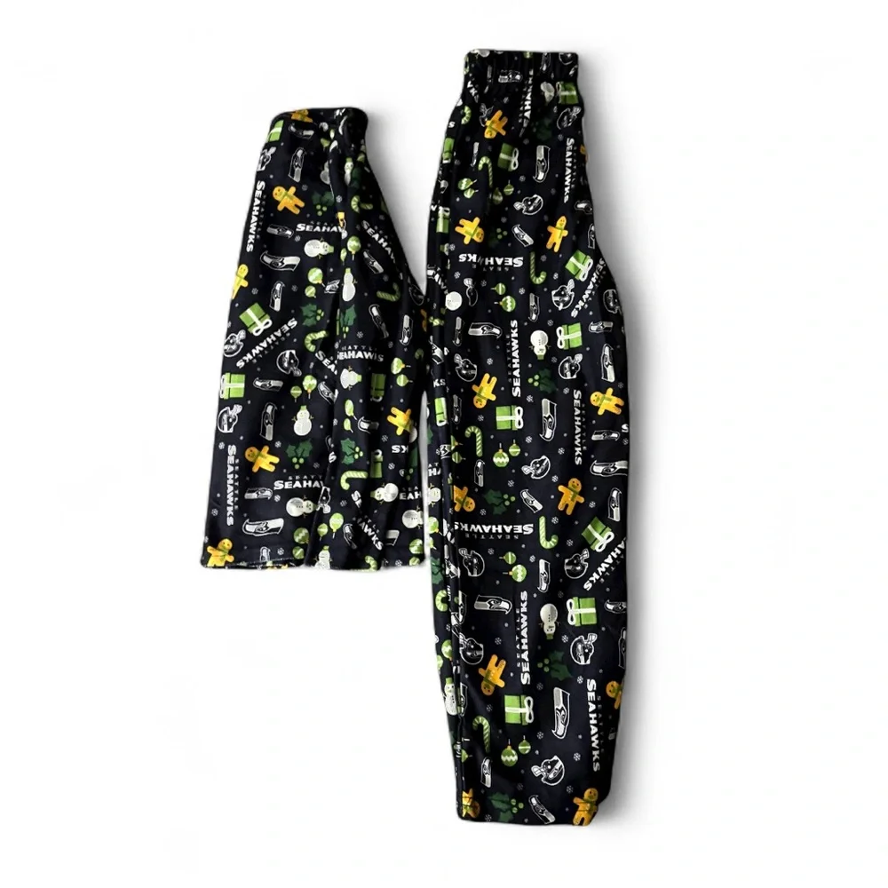Seattle Seahawks 12th Man NFL Christmas Flannel Unisex Pajama Set Youth XS 4/5